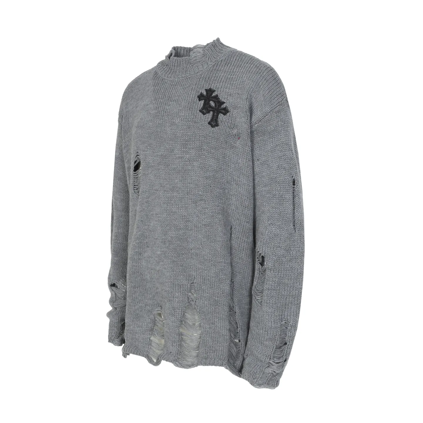 P260 #M901 Cross-border running quantity model, please do not place an order if you pursue quality - Chrome Hearts/Chrome Heart Jacquard Sanskrit Cross✝️Frayed knitted sweater - High weight, high density and high quality. The wool is soft, delicate and skin-friendly. Soft and silky to the touch. Warmth and skin-friendly are excellent. - Custom-woven and dyed with no color difference. No matter the fabric or workmanship details, it beats the ordinary version on the market. - Hardware zipper accessories are all customized and full of details - Color: gray -Size: S M L XL